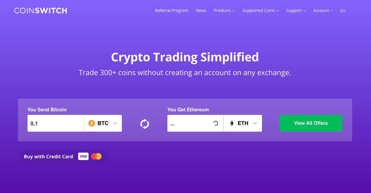 Coinswitch, instant exchange, Shapeshift alternative