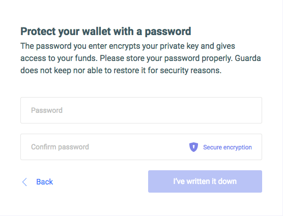 Guarda wallet password